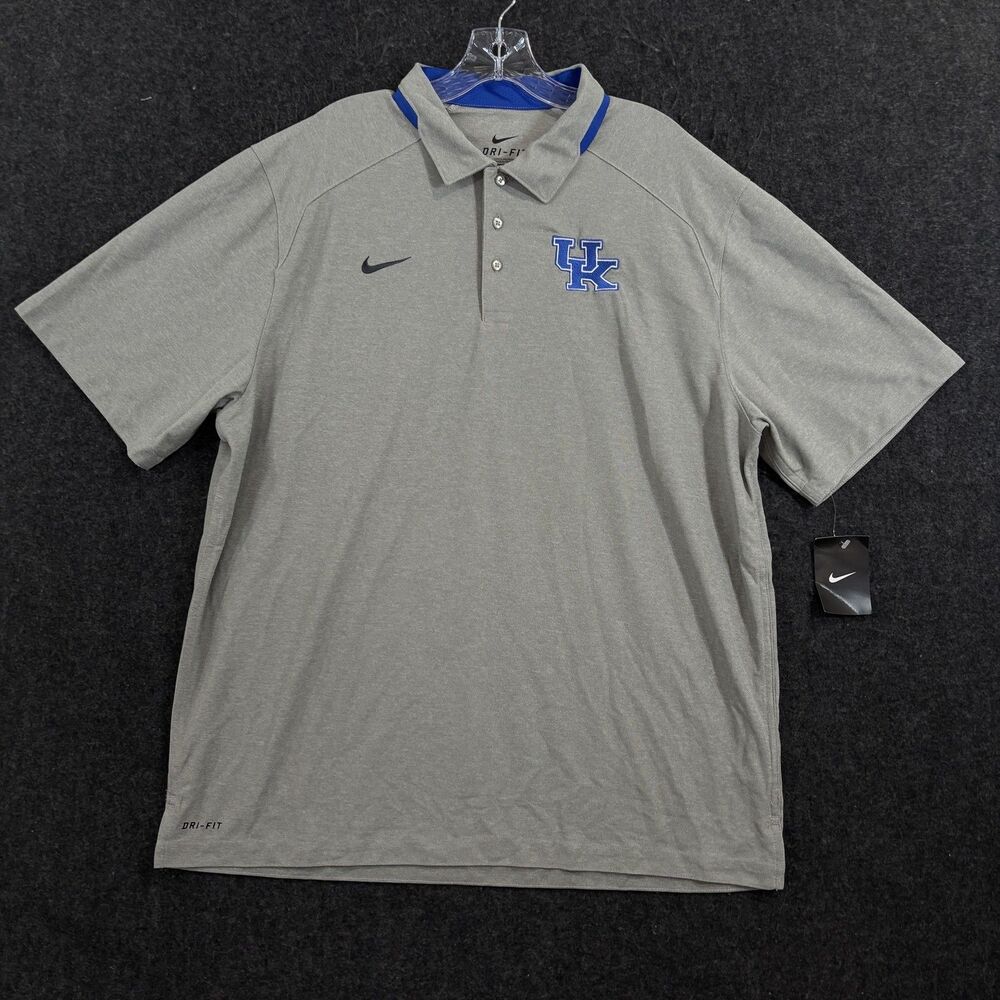 Kentucky Wildcats Polo Shirt Men's XL Gray Blue Short Sleeve Nike Dri-Fit NWT